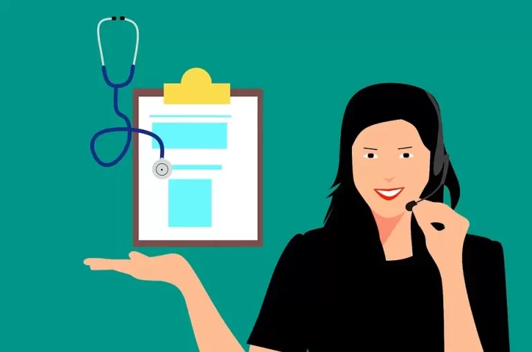 Dessin représentant une secrétaire, un stéthoscope et une ordonnance pour la médecine du travail