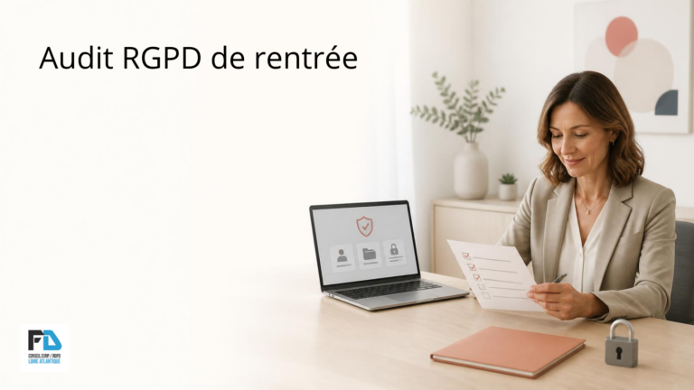 Dirigeante de PME réalisant un audit RGPD de rentrée